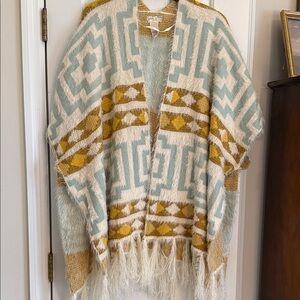 Geometric Patterned Fringed Caftan